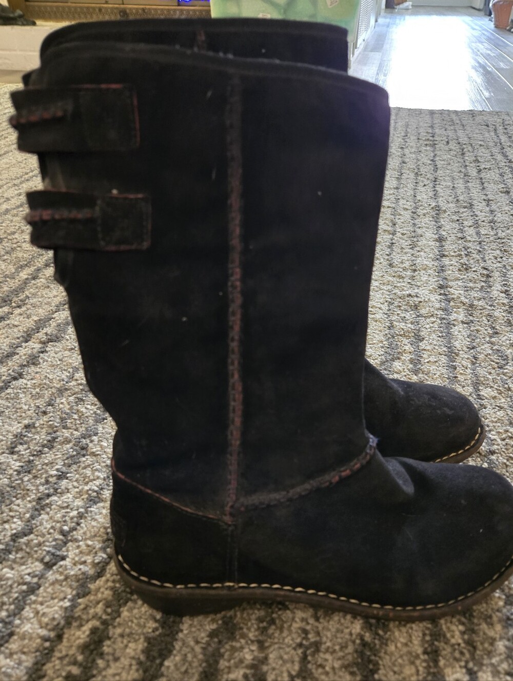 Uggs Haywell Black Suede Mid-Calf Boots, Size 8